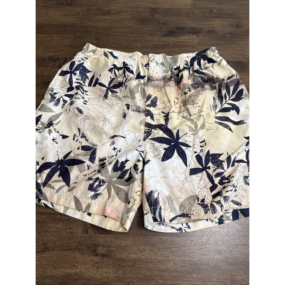 Nat Nast Swim Trunks Mens Large Drawstring Mesh Lined Tropical Surf Beach Pool